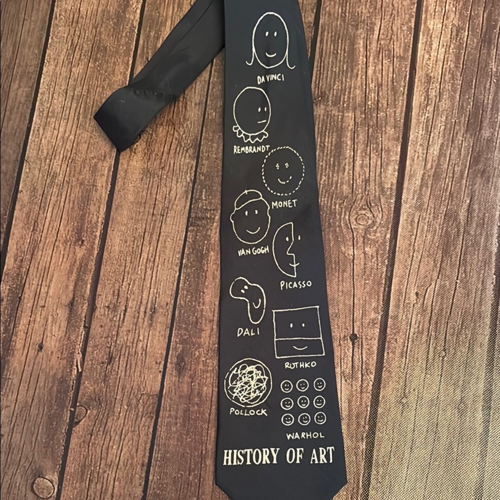 Vintage (90s) Sock and Roll Silk "History of Art" Tie; Warhol, Pollack, Rothko